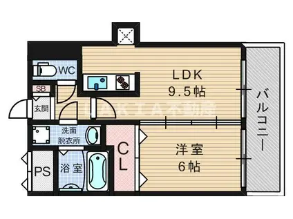 アーデンタワー立売堀(1LDK/9階)の間取り写真