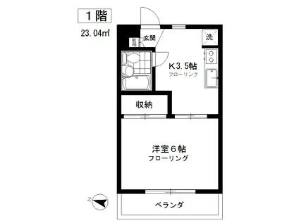 コーポ平岡(1K/1階)の間取り写真