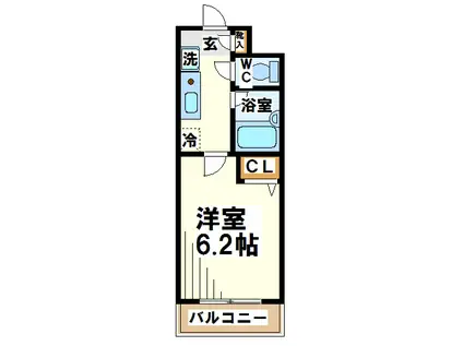 スカイコスモ国領(1K/2階)の間取り写真