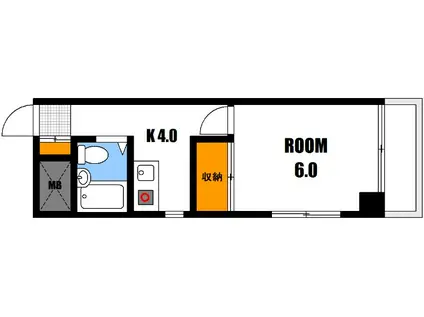 アコード可部(1K/4階)の間取り写真