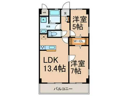グランドールIII(2LDK/1階)の間取り写真
