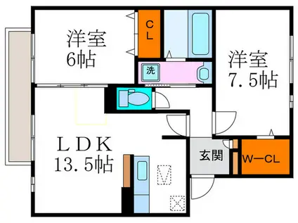 DOUCEFLEUR55(2LDK/2階)の間取り写真