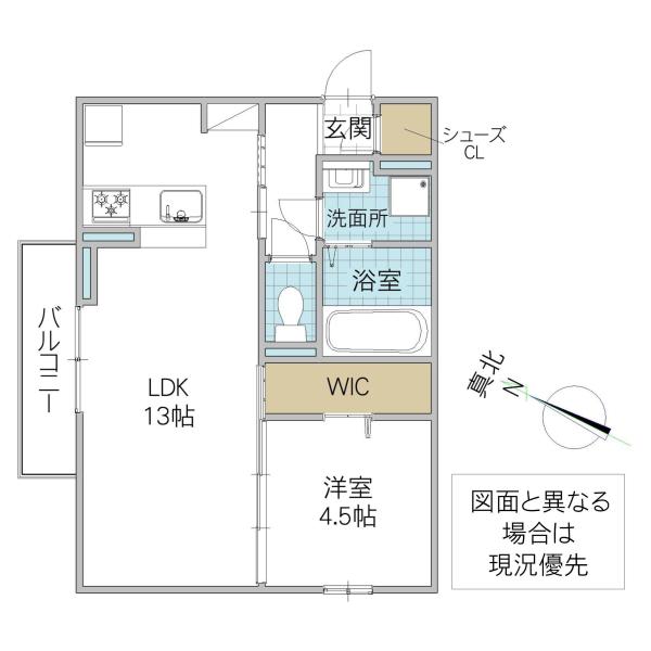 ウエスト・パーク B(1LDK/2階)の間取り写真