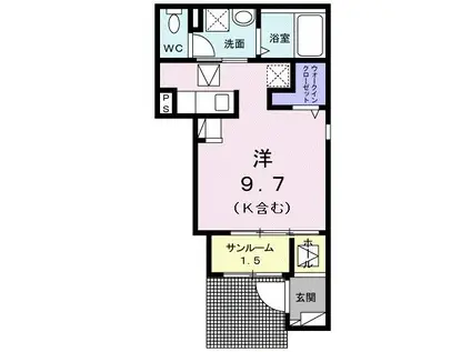 JR山陽本線 岩国駅 徒歩4分 2階建 築3年(ワンルーム/1階)の間取り写真