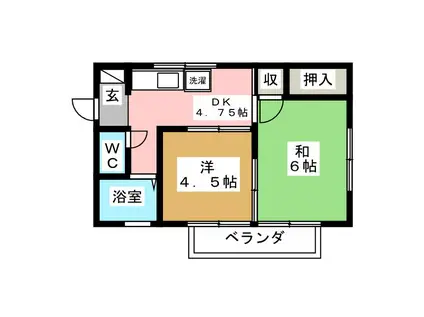 小峰ハイツ(2K/1階)の間取り写真