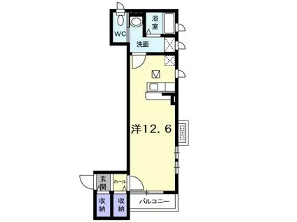 キャスケット(ワンルーム/1階)の間取り写真