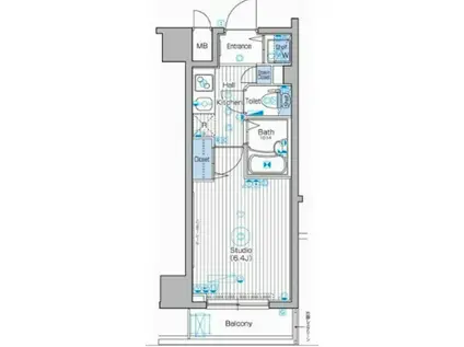 ガーラシティ大井町(1K/2階)の間取り写真