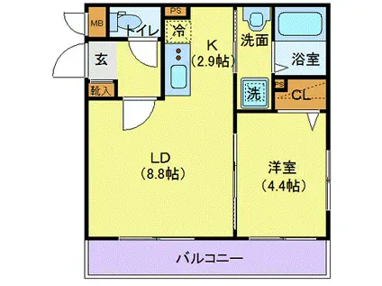 ALBA GRANDE麻生(1LDK/2階)の間取り写真