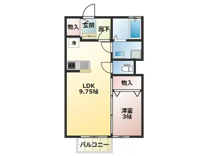 サンコート静浦A棟(1LDK/2階)の間取り写真
