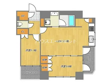 ヴィルヴィオ葛西(1SLDK/7階)の間取り写真