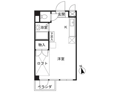 フローリエ細山I(ワンルーム/2階)の間取り写真