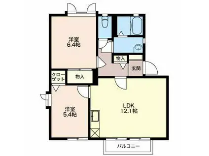 ベルメゾン徳間(2LDK/2階)の間取り写真