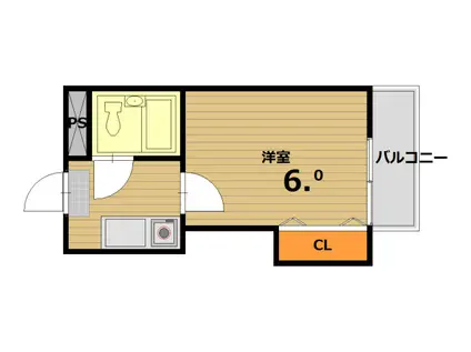 カサ・デ・リコ(1K/3階)の間取り写真