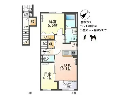 サクラII(2LDK/2階)の間取り写真