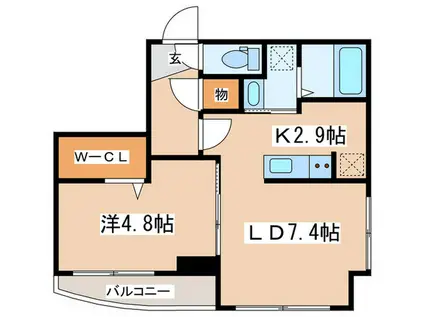 カレラ緑丘(1LDK/2階)の間取り写真