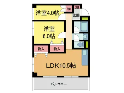 メゾン上甲東園(2DK/3階)の間取り写真