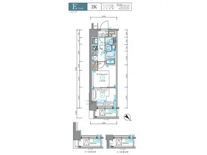 エステムコート横浜(2K/4階)の間取り写真
