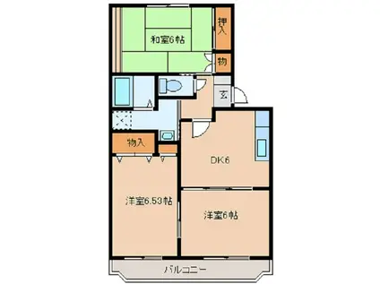 ソレイユパルクⅡ(3DK/2階)の間取り写真