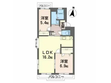 コモド天野(2LDK/1階)の間取り写真