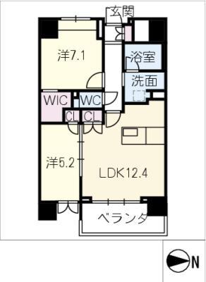 シーズンフラッツ今池ノース(2LDK/15階)の間取り写真