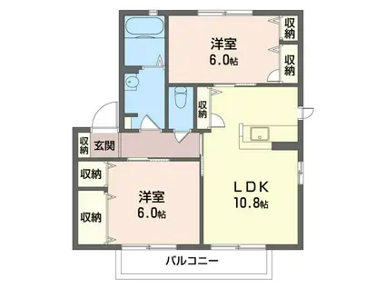 ソシアB(2LDK/1階)の間取り写真