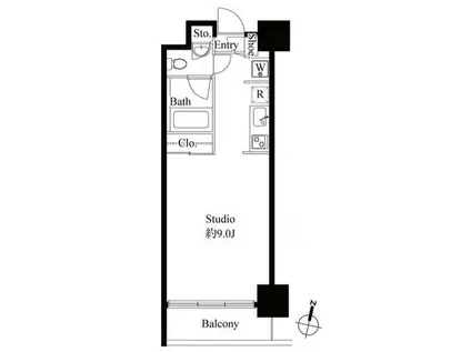 グレンパーク秋葉原イースト(ワンルーム/10階)の間取り写真