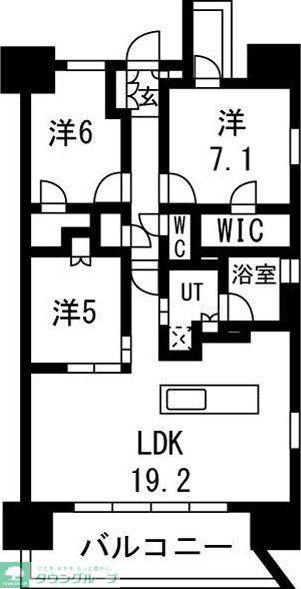 レーベン南大高 THE ONE(3LDK/15階)の間取り写真