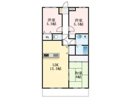 カルム長堀(3LDK/6階)の間取り写真