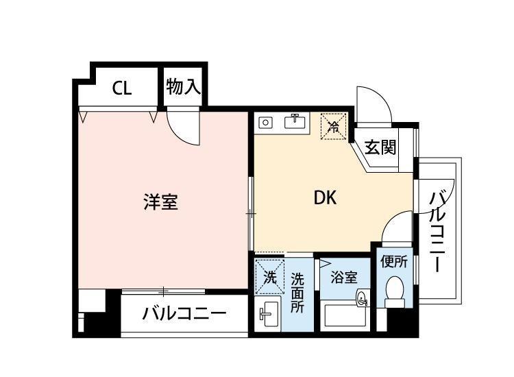 大州藤村ビル(1DK/2階)の間取り写真