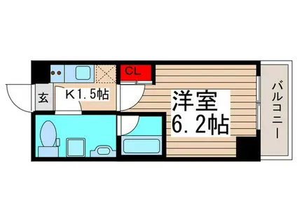 CREVISTA綾瀬(1K/6階)の間取り写真