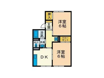 コーポ加藤(2DK/2階)の間取り写真