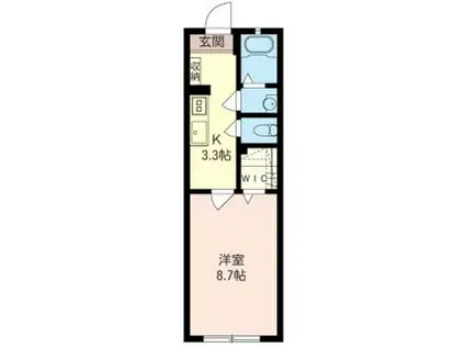 ミリオンD(1K/1階)の間取り写真