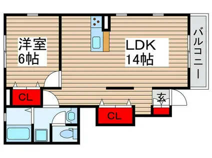 シャトーブリアンフラットI(1LDK/1階)の間取り写真