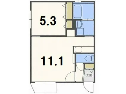 プランタン円山(1LDK/4階)の間取り写真
