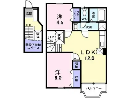 ベルフローレ(2LDK/2階)の間取り写真