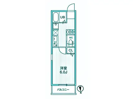 ティーズクオーレ馬込(1K/3階)の間取り写真