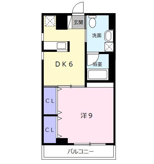 カレントII(1DK/3階)の間取り写真