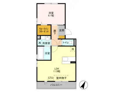 ヘリオスA(1LDK/2階)の間取り写真