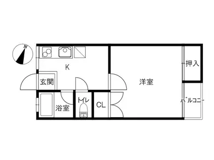 ジュネスくれない(1K/1階)の間取り写真