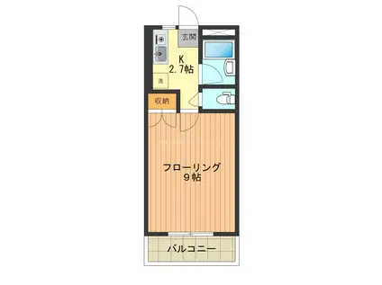 第3ハピネス(1K/3階)の間取り写真