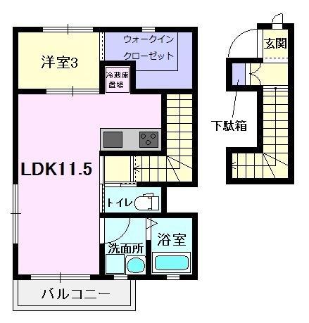 ドルチェ・ヴィータ川良B(1LDK/2階)の間取り写真