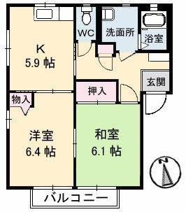 シャーメゾン侍町(2K/1階)の間取り写真