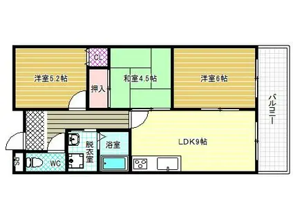 フローラルマンション(3LDK/5階)の間取り写真