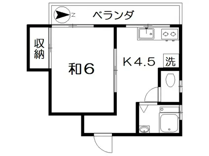 コーポカメダ(1K/2階)の間取り写真