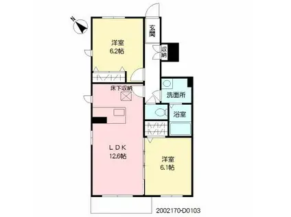 ドナートIII(2LDK/1階)の間取り写真