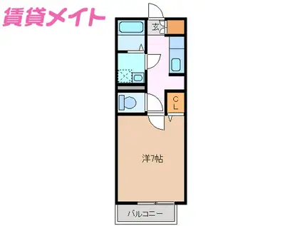 アッファビーレ東山(1K/2階)の間取り写真