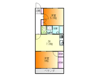 メゾンステラ(2DK/2階)の間取り写真