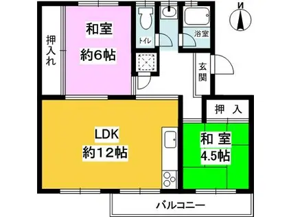 箕面粟生第二17棟(2LDK/3階)の間取り写真
