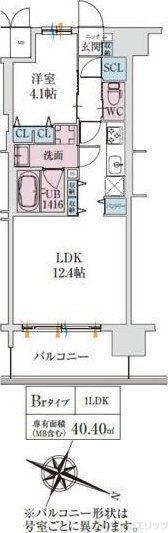 スプランディッド梅田グランノース(1LDK/5階)の間取り写真