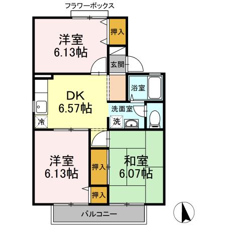 サニーコート(3DK/2階)の間取り写真